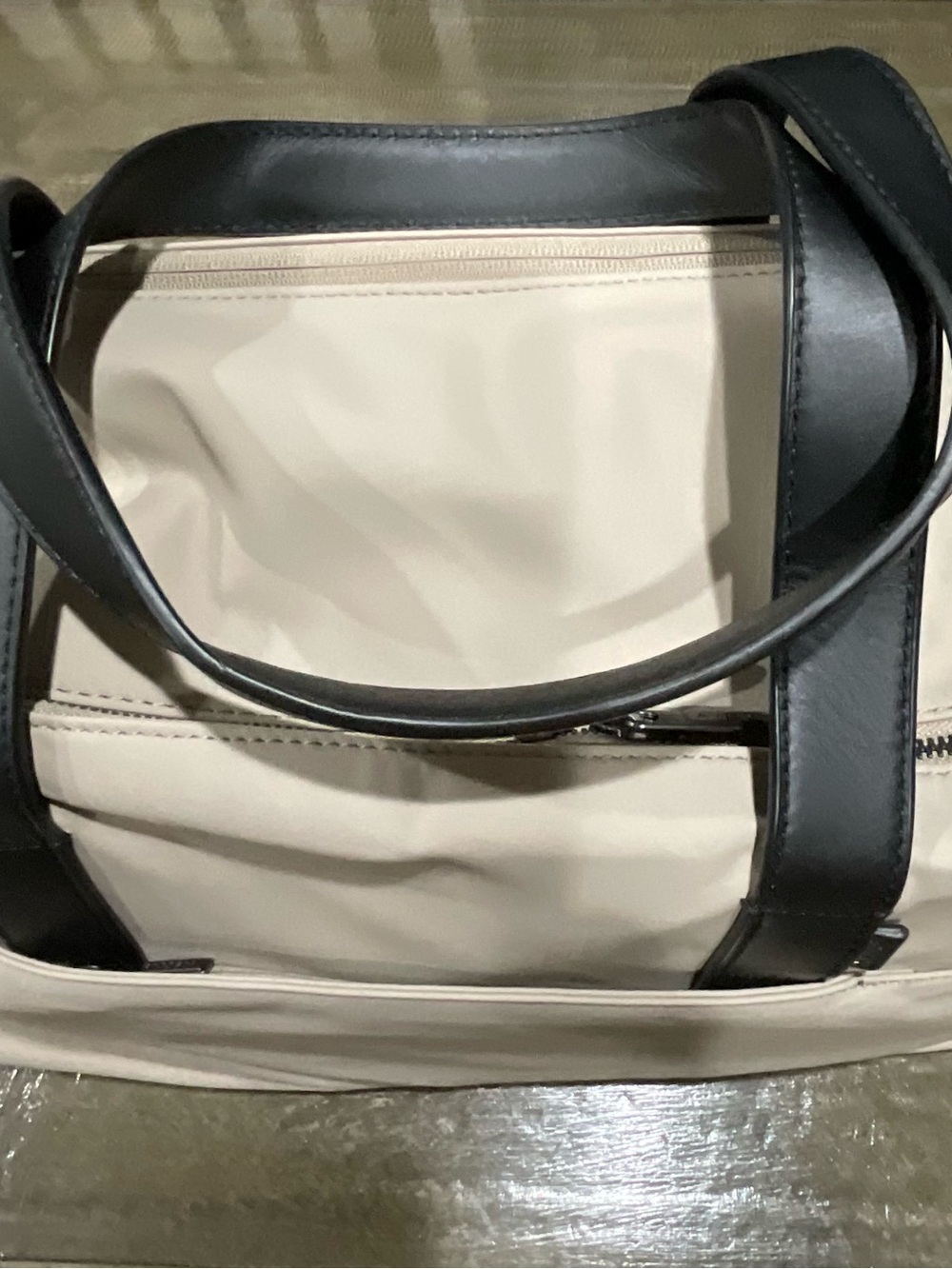 Away Cream Tote Bag with Black Handles and Detachable Strap - Picture 3 of 15